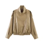 HH Autumn Faux Leather Jacket For Women Casual Solid Long Sleeve Zipper Pu Leather Coats New Fashion Female Streetwear - Image 13
