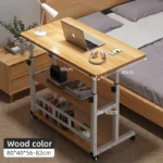 이동식 사이드 테이블 높이조절 책상 Mobile Bedside Table, Household Lifting Computer Desk - Simple Double-layer Small Office Desk -80x40 - Image 8