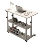 Small Office Desk Adjustable Height Side Mobile Stand Up Desk with Wheels  Portable Rolling Desks Laptop Computer Bedside - Image 2