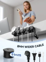 Joyroom 5-in-1 Magnetic Cable Organizer Management Adjustable Sliding Track Cable Clips Under Desk Wire Keeper JR-ZS588 - Image 3