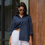 Bornladies 100% Cotton Spring Summer Versatile Lazy Casual Shirt Women's Fashionable Solid Color Loose Shirt Cardigan Shirt - Image 4