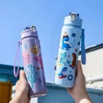 750ml Dinosaur Water Bottle For Kids Water Sippy Cup With Silicone Straw Leakproof Plastic Water Bottles Summer Kids Water Cup - Image 2