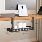Under Desk Cable Management Tray No Drill Iron Power Strip Holder Wire Cord Organizer Clamp Mount for Home Office Desk - Image 8