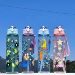 750ml Dinosaur Water Bottle For Kids Water Sippy Cup With Silicone Straw Leakproof Plastic Water Bottles Summer Kids Water Cup - Image 5